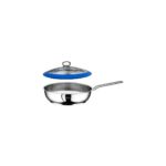 Oms Çelik Tava 26X6 cm Silikonlu Cam Kapaklı - Mavi
