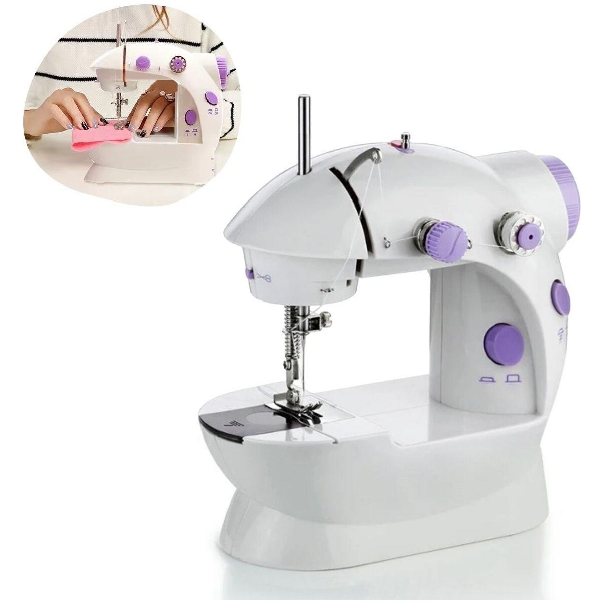 110001222322649.jpg Fırsatkolik Pratik Taşınabilir Elektrikli Veya Pilli Seyahat Tipi Hız Ayarlı Kademeli Dikiş Makinesi (5067) - Görsel 1