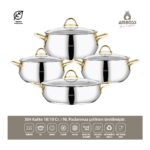 Amboss Stone Gold 8 Parça Çelik Cam Kapaklı Tencere Seti - Görsel 3