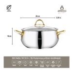 Amboss Stone Gold 8 Parça Çelik Cam Kapaklı Tencere Seti - Görsel 5