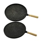 Go İthalat Çift Taraflı Döküm Granit Bazlama - Gözleme Tavası 36CM (5263)