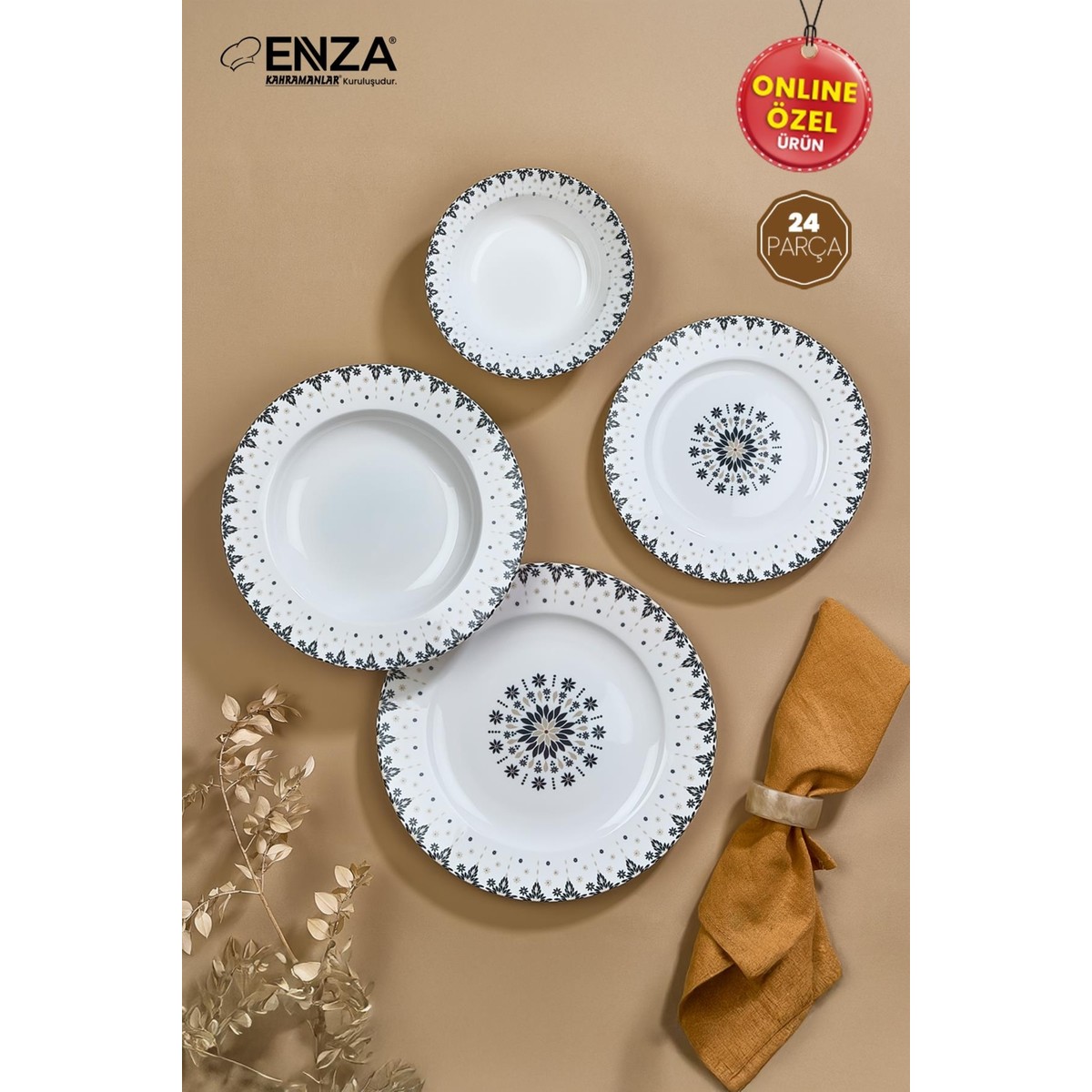 110001223937690.jpg Enza Filiz Porselen Yemek Takımı 24 Parça - Görsel 1