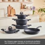 Karaca Bio Granit Blue Stone 9 Parça Tencere Seti - Görsel 5