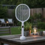 Buffer® USB Şarjlı Beyaz Renk Kendiliğinden Standlı Şarj Göstergeli Uv Işıklı Sinek Öldürme Raketi LTD-718