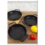 3'lü Siyah Döküm Granit Sahan Tava Seti 18-20-22CM