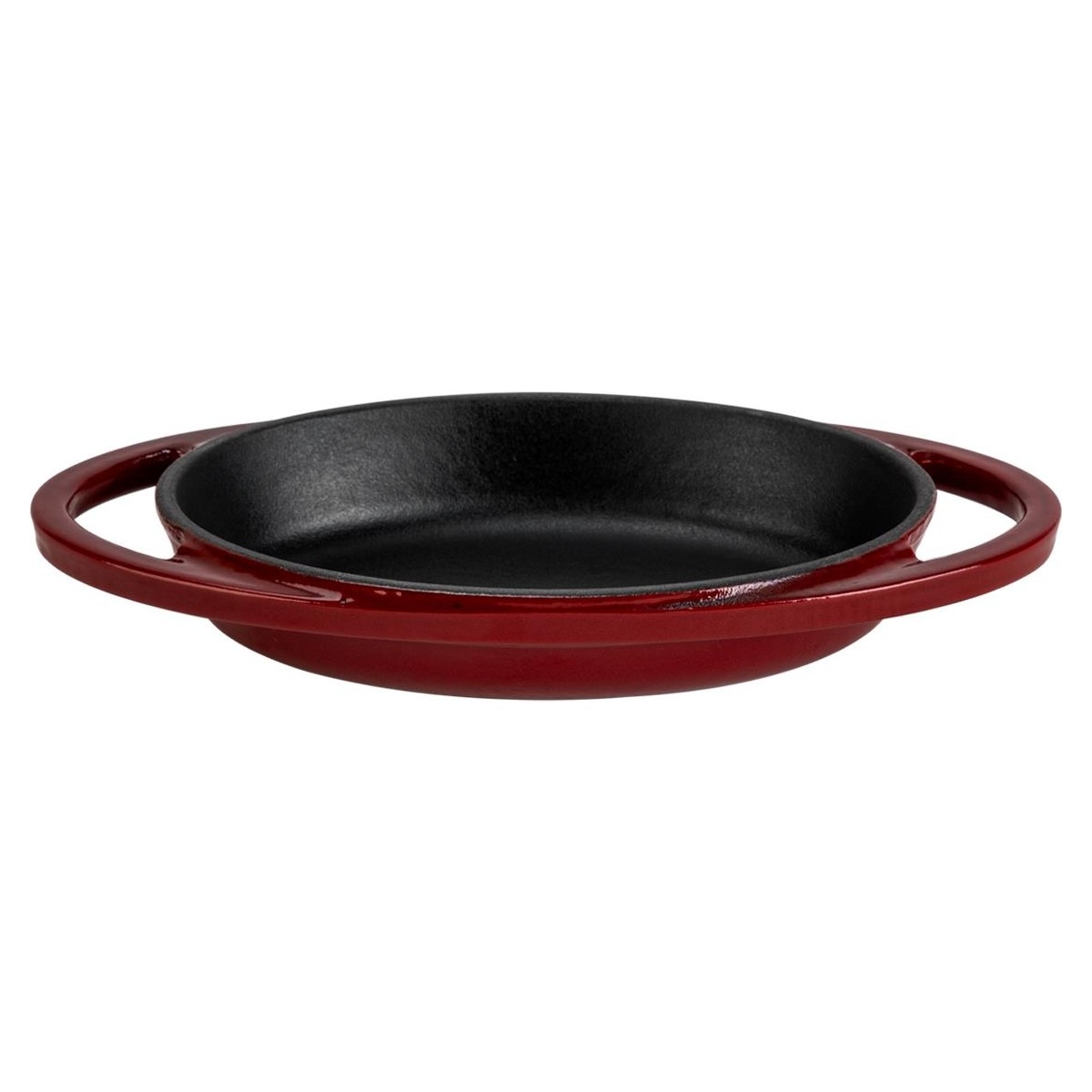 110001225964902.jpg Lava Döküm Oval Sahan Döküm Demir Yekpare Çift Kulplu Ölçü 15X10CM.-BORDO - Görsel 1