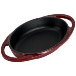 Lava Döküm Oval Sahan Döküm Demir Yekpare Çift Kulplu Ölçü 15X10CM.-BORDO - Görsel 2