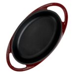 Lava Döküm Oval Sahan Döküm Demir Yekpare Çift Kulplu Ölçü 15X10CM.-BORDO - Görsel 3