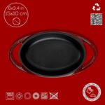 Lava Döküm Oval Sahan Döküm Demir Yekpare Çift Kulplu Ölçü 15X10CM.-BORDO - Görsel 4