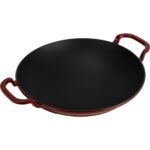 Lava Döküm Yuvarlak Wok Döküm Demir Yekpare Çift Kulplu ÇAP(Ø)38CM.-BORDO - Görsel 2