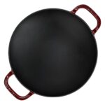 Lava Döküm Yuvarlak Wok Döküm Demir Yekpare Çift Kulplu ÇAP(Ø)38CM.-BORDO - Görsel 3