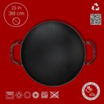 Lava Döküm Yuvarlak Wok Döküm Demir Yekpare Çift Kulplu ÇAP(Ø)38CM.-BORDO - Görsel 4