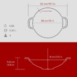 Lava Döküm Yuvarlak Wok Döküm Demir Yekpare Çift Kulplu ÇAP(Ø)38CM.-BORDO - Görsel 5