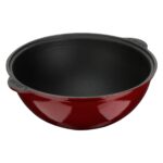 Lava Döküm Yuvarlak Özbek Kazanı / Tencere. Döküm Demir Yekpare Kulplu ÇAP(Ø)28CM.-BORDO - Görsel 2