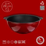 Lava Döküm Yuvarlak Özbek Kazanı / Tencere. Döküm Demir Yekpare Kulplu ÇAP(Ø)28CM.-BORDO - Görsel 4