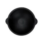 Lava Döküm Yuvarlak Cam Kapaklı Özbek Kazanı / Tencere. Döküm Demir Yekpare Kulplu Çap(Ø)28 Cm.-Bordo - Görsel 3