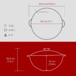 Lava Döküm Yuvarlak Cam Kapaklı Özbek Kazanı / Tencere. Döküm Demir Yekpare Kulplu Çap(Ø)28 Cm.-Bordo - Görsel 5