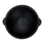 Lava Döküm Yuvarlak Cam Kapaklı Özbek Kazanı / Tencere. Döküm Demir Yekpare Kulplu Çap(Ø)30 Cm.-Bordo - Görsel 3