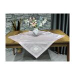 Çeyiz Diyarı Fransız Güpürlü Saten Kardelen Tek Bohça Pudra - Görsel 2