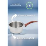 KaktüsKedi 14 cm Paslanmaz Çelik Kaçerola | Sütlük | Mini Yumurta Haşlama Tavası  7174451 - Görsel 2