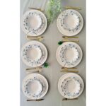 Yiğit Seramik Züccaciye Mavi Çiğdem 6 Kişilik 18 Parça Yemek Takımı