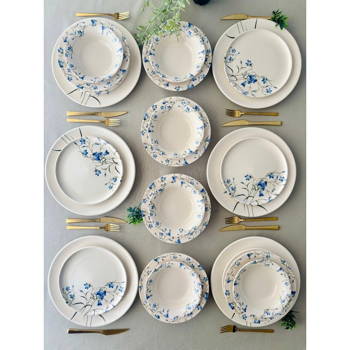 110001226960621.jpg Yiğit Seramik Züccaciye Mavi Çiğdem 6 Kişilik 24 Parça Yemek Takımı - Görsel 1