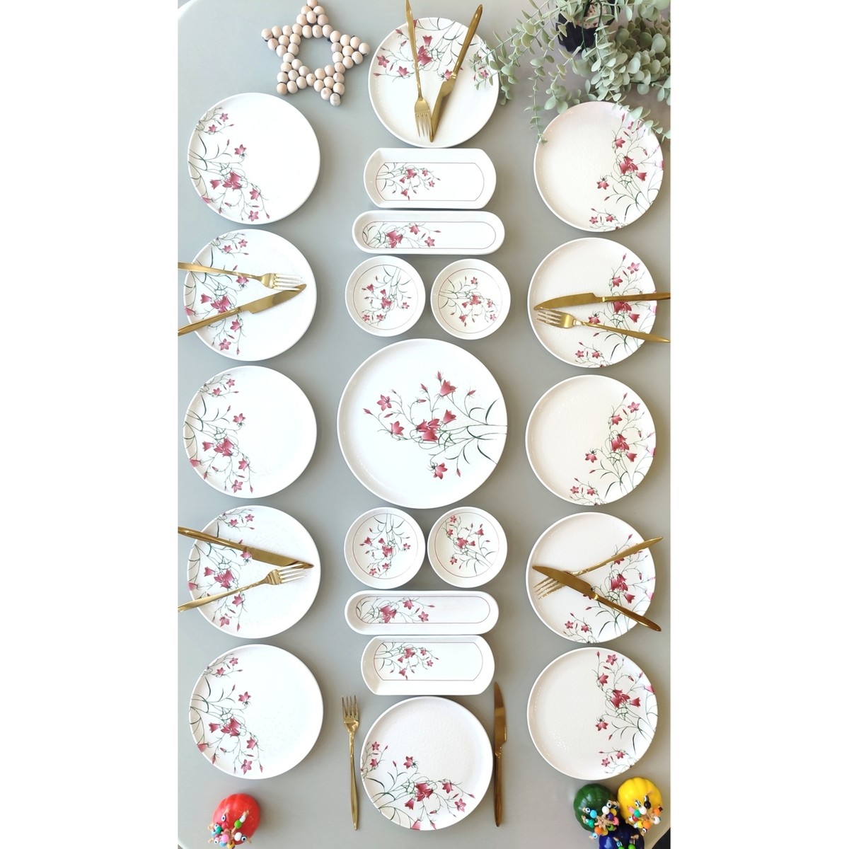 110001227151033.jpg Fushia Çiğdem 12 Kişilik 21 Parça Kahvaltı Takımı - Görsel 1