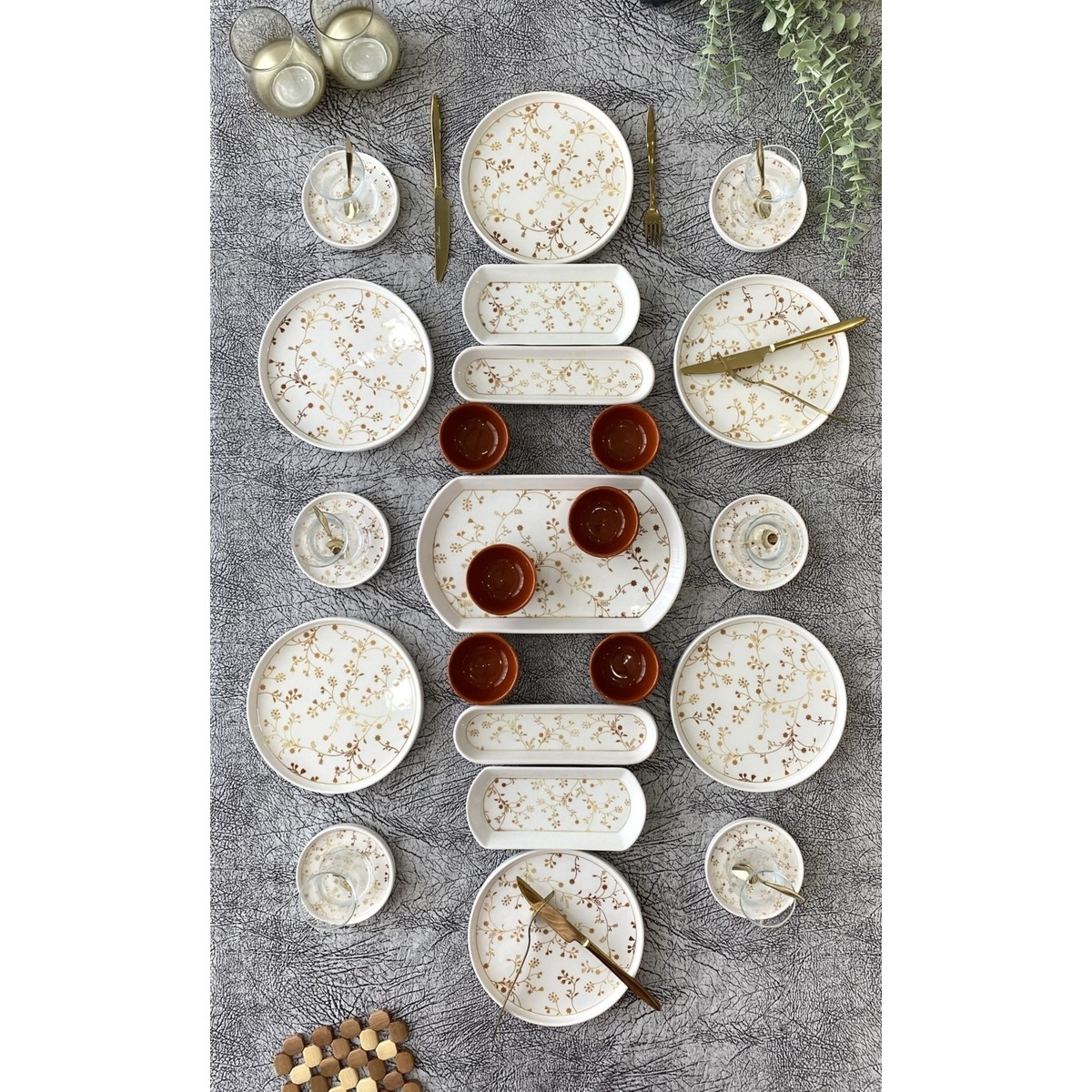 110001227153254.jpg Gold Eliz 6 Kişilik 23 Parça Kahvaltı Takımı - Görsel 1