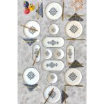 Yiğit Seramik Züccaciye Etnik Desen Siyah 6 Kişilik 14 Parça Kahvaltı Takımı// 1 //