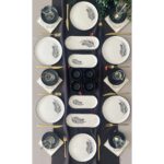 Yiğit Seramik Züccaciye Siyah Palmiye 6 Kişilik 20 Parça Kahvaltı Takımı (2)