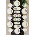 Yiğit Seramik Züccaciye Siyah Palmiye 6 Kişilik 14 Parça Kahvaltı Takımı