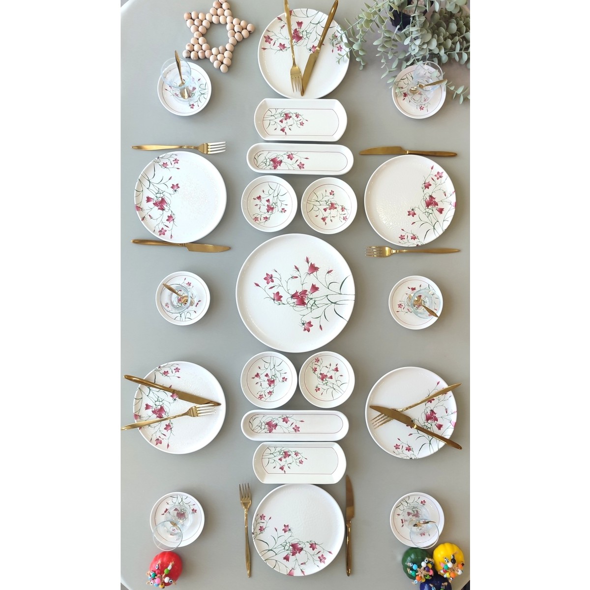 110001227162987.jpg Fushia Çiğdem 6 Kişilik 21 Parça Kahvaltı Takımı - Görsel 1