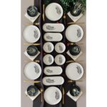 Yiğit Seramik Züccaciye Siyah Palmiye 6 Kişilik 20 Parça Kahvaltı Takımı