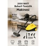 Woodhub Güçlü 2000W Buharlı Temizlik Makinesi, 2l Su Hazneli, 4 Kpa Basınç, 105° Dezenfekte - Görsel 3