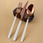 Aryıldız Vogue Bronz Beyaz 24 Parça 6 Kişilik Çatal Kaşık Bıçak Takımı - Görsel 2