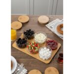 Hometarz Cam Kahvaltı Takımı -Bambu Yuvarlak Kahvaltılık 13 Parça