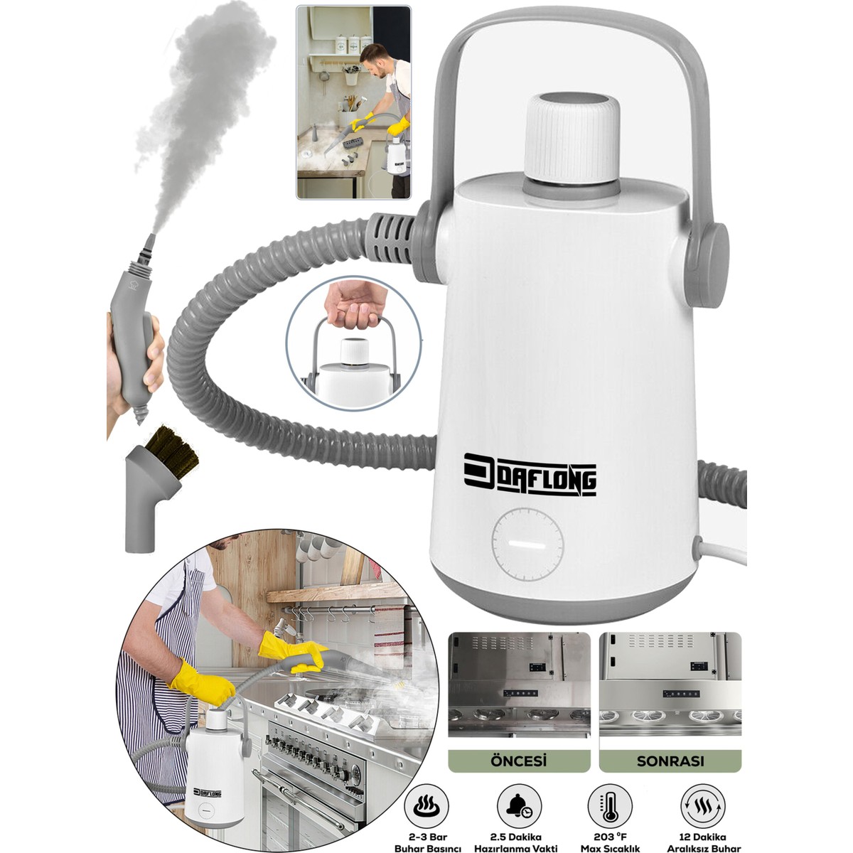 110001227348024.jpg Woodhub Profesyonel Buharlı Temizleyici Beyaz, Güçlü ve Verimli Temizlik Makinesi - Görsel 1