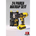 Machnera Profesyonel Çift Bataryalı Akülü Vidalama Şarjlı Matkap 24 Parça