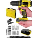 Machnera Profesyonel Çift Bataryalı Akülü Vidalama Şarjlı Matkap 24 Parça - Görsel 4