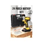 Machnera Çift Bataryalı Metal Dişli Darbeli Şarjlı Matkap Seti 24W Güç ve 24 Parça Aksesuar - Görsel 2