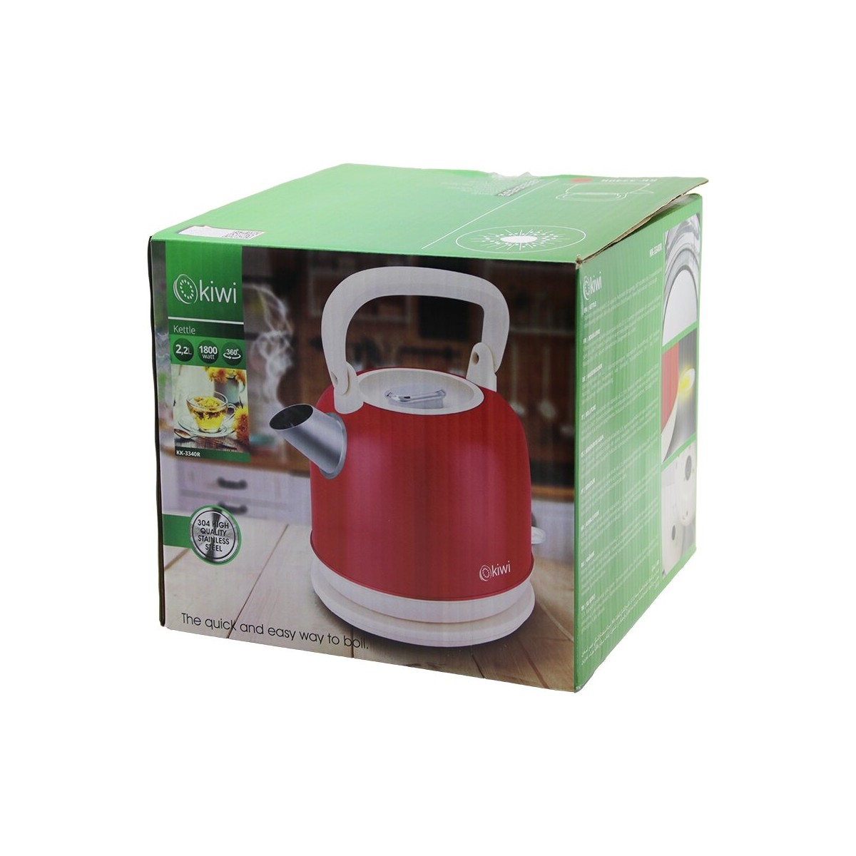 110001228253491.jpg Go İthalat Kiwi KK-3340R Kırmızı Nostalji Demlik Modelçelik Kettle Su Isıtıcı 2.2lt 1800W Paslanmaz Çelik Gövde- Gizli Resiztans (4989) - Görsel 1