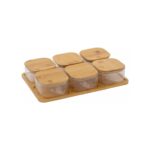 Hometarz Cam Kahvaltı Takımı -Bambu Kare Kahvaltılık 13 Parça - Görsel 3