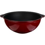 Lava Döküm Yuvarlak Özbek Kazanı / Tencere. Döküm Demir Yekpare Kulplu ÇAP(Ø)30CM.-BORDO