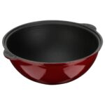 Lava Döküm Yuvarlak Özbek Kazanı / Tencere. Döküm Demir Yekpare Kulplu ÇAP(Ø)30CM.-BORDO - Görsel 2