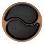 Lava Döküm Damla Formlu 2'li Set Yingyang Fajita Tabağı Kayın Servis Ahşabı Ölçü 10X20CM.-BORDO - Görsel 3