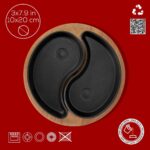 Lava Döküm Damla Formlu 2'li Set Yingyang Fajita Tabağı Kayın Servis Ahşabı Ölçü 10X20CM.-BORDO - Görsel 4
