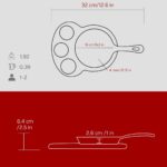Lava Döküm Yuvarlak Kızartma Tavası Yekpare Saplı Kayın Ahşap Altlık. ÇAP(Ø)16CM. (Bu Ürüne Sos Kapları Dahil Değildir)-Bordo - Görsel 5