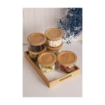 Bambum Duo 300ML 6'lı Beyaz Tepsili Bambu Kapaklı Cam Kahvaltılık - Görsel 2