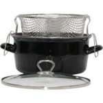 Pr Home Emaye Cam Kapaklı Kızartma Tenceresi 22 cm Siyah Krom Tepeli - Görsel 2