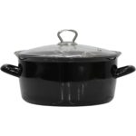 Pr Home Emaye Cam Kapaklı Kızartma Tenceresi 22 cm Siyah Krom Tepeli - Görsel 3